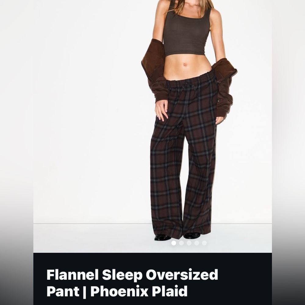 SKIMS PLAID OVERSIZED PANTS BROWN iso